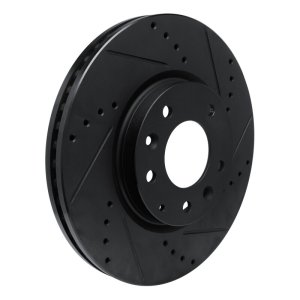Mazda CX-7 Brake Rotor (1) - Front Right - R1 Concepts - Drilled & Slotted - Black - `07-`12